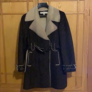 LAUNDRY by Shelli Segal Brown suede belted coat